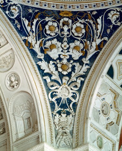 The loggia, detail of a spandrel in the vault decorated with floral reliefs, 1520s by Giovanni da Udine